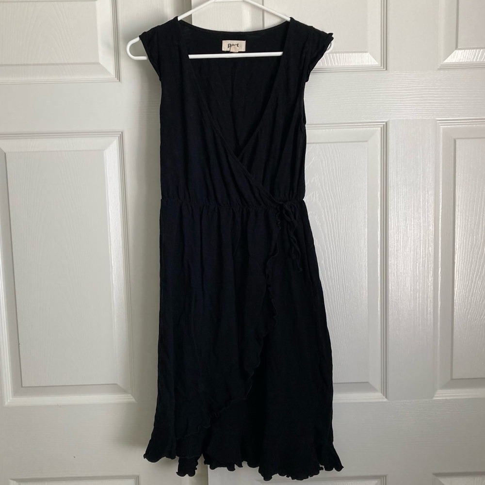 Pact Organic Black Easy Slub Wrap Dress Size Small - Picture 3 of 7